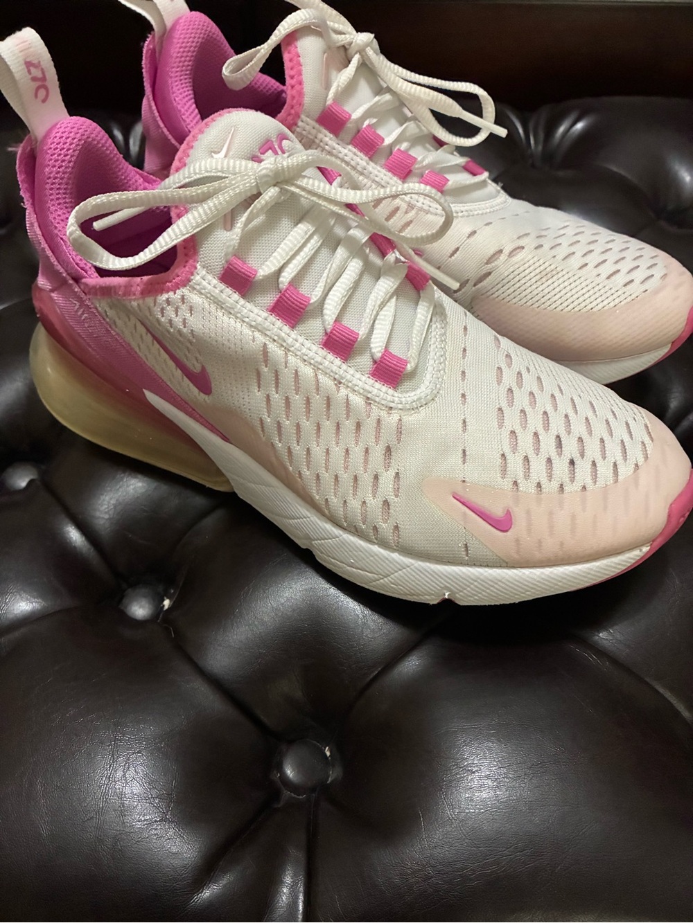 Nike Women’s Air Max 270 Athletic Sneakers - White & Pink 4.5Y 6W